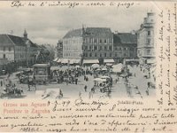 Razglednica Zagreb 1900. godine. Trg bana jelačića